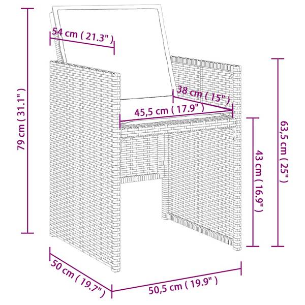 Gartenstuhl 3032896 4er Set Beige - Stahl - 50 x 79 x 54 cm