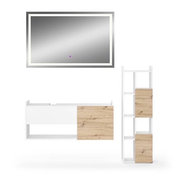 Badkamermeubel set Alf 40711, set van 3 bruin - wit - plaatmateriaal op houtbasis - 105 x 45 x 43 cm