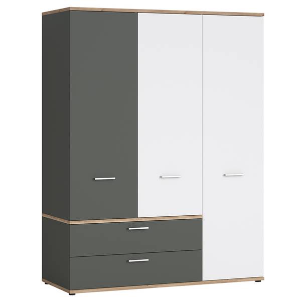 Kleiderschrank TOMAR-129-2 Grau - Weiß - Holzwerkstoff - 150 x 196 x 60 cm