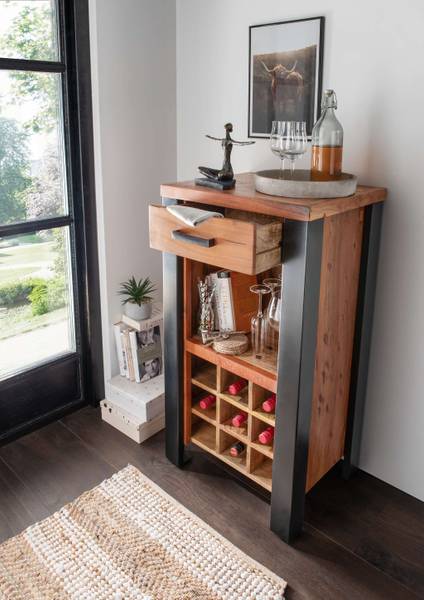 Weinschrank Venosa Braun - Mango - Eisen - 56 x 102 x 45 cm