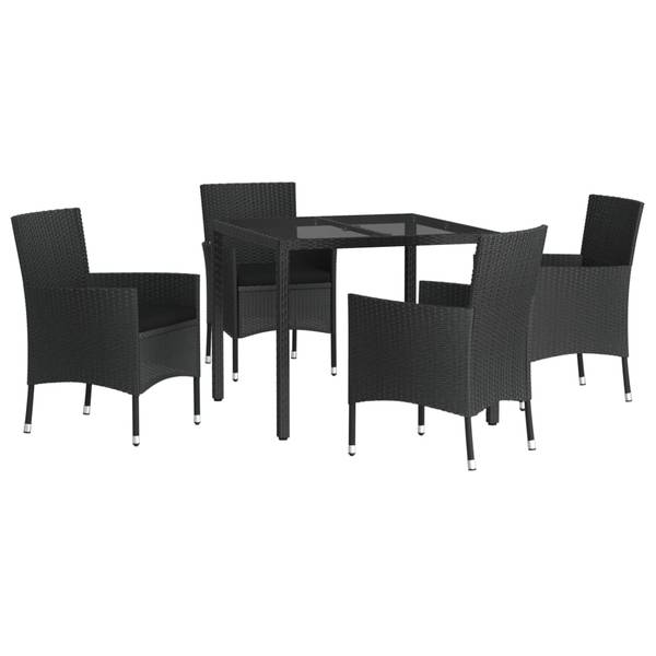 Salle à manger 3029589-1 (lot de 5) Noir - Polyester - Acier - Verre clair - 90 x 75 x 90 cm