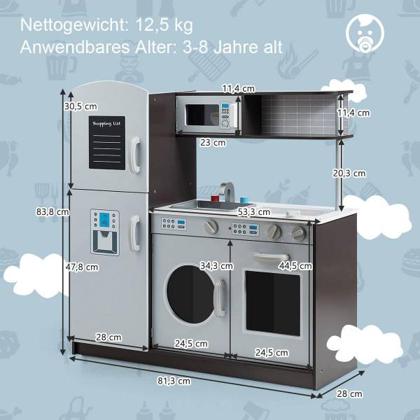 Kinderkeuken TI85221NL grijs - plaatmateriaal op houtbasis - 28 x 84 x 81 cm