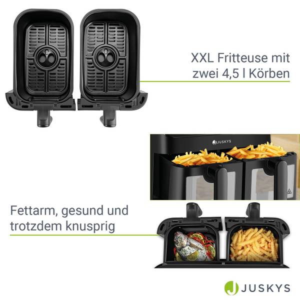 2-Zonen-Heißluftfritteuse HL9L Schwarz - Kunststoff - 39 x 30 x 41 cm