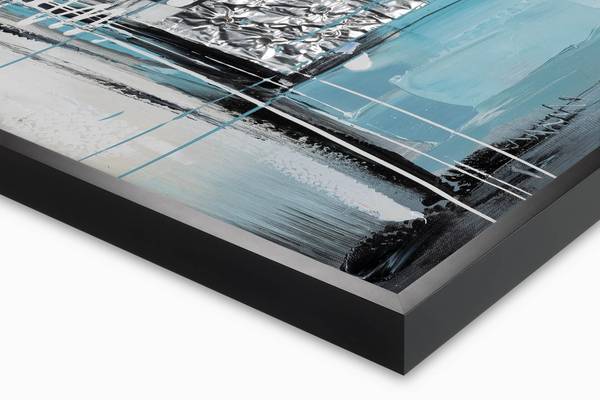 Tableau peint à la main Abstrait Vero Gris - Turquoise - Coton - 80 x 80 x 4 cm