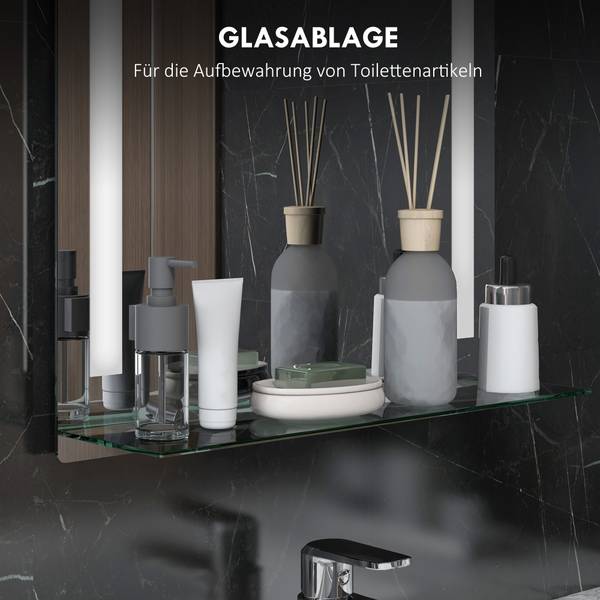 Badspiegel BB6229 Silber - Glas - Metall - 12 x 70 x 50 cm