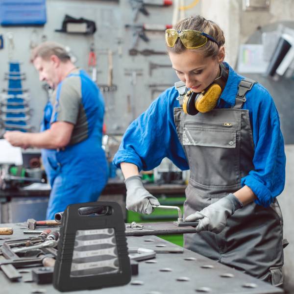 Ringratelsleutelset 6 delig zwart - zilver - staal - 23 x 4 x 23 cm