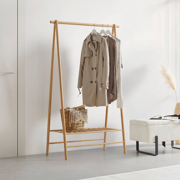 Kleiderständer BAMBOO Beige - Naturfaser - 103 x 163 x 47 cm