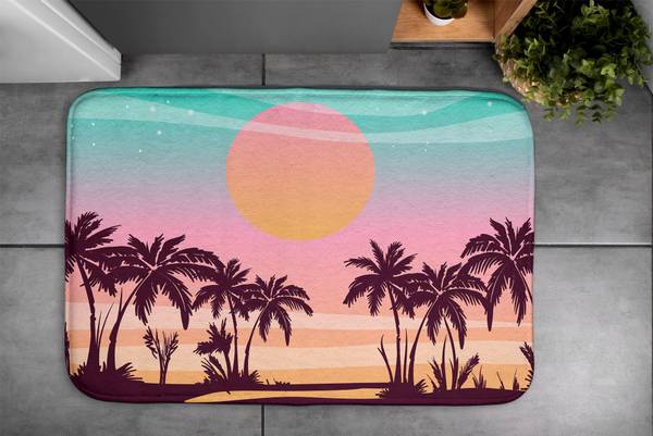 Badteppich Tropischer Strand Rot - Textil - 90 x 60 x 90 cm