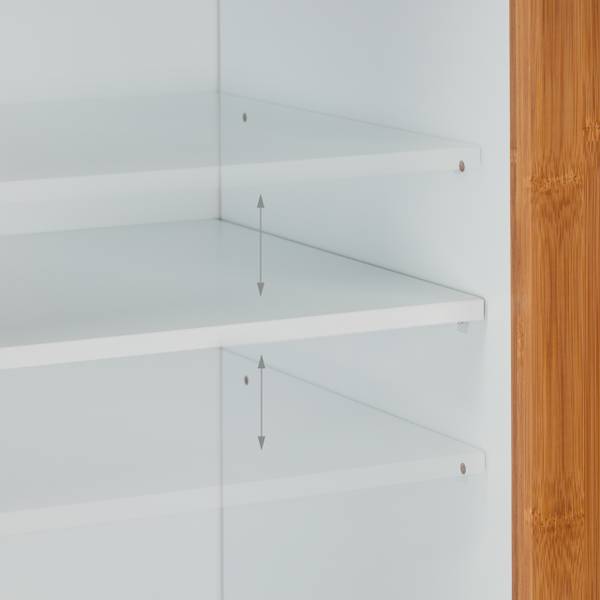 Hoher Badezimmerschrank Braun - Weiß - Bambus - Holzwerkstoff - Kunststoff - 40 x 190 x 30 cm