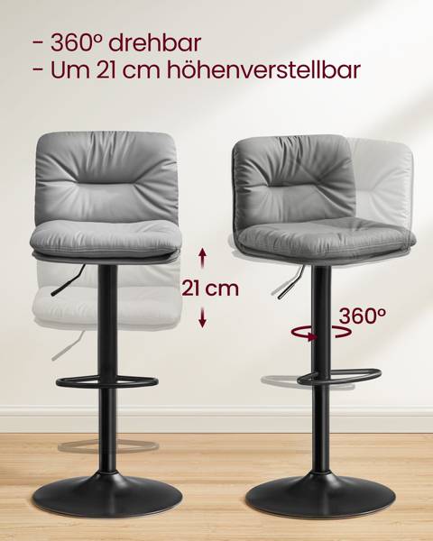 Tabourets de bar Moroni lot de 2 Gris - Textile - 41 x 110 x 47 cm