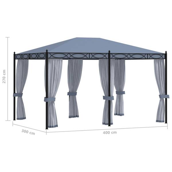 Pavillon 48057 Grau - Polyester - Stahl - 300 x 270 x 400 cm