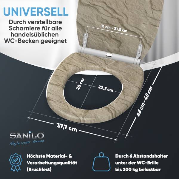 WC-Sitz Sand Stone Braun - Holzwerkstoff - 38 x 6 x 48 cm
