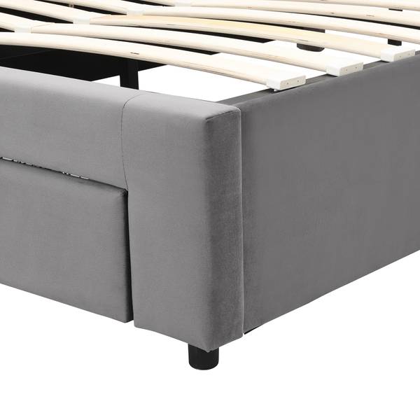 Doppelbett Apollo Ⅶ Grau - Polyester - Samt - Kiefer - Stahl - 145 x 101 x 200 cm