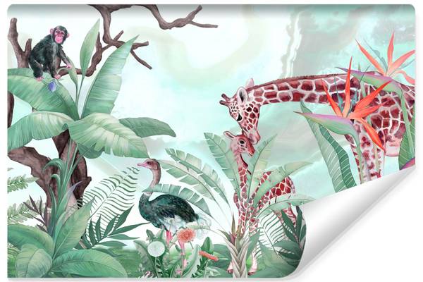 Papier Peint Animaux Sauvages Plantes 90 x 60 x 60 cm