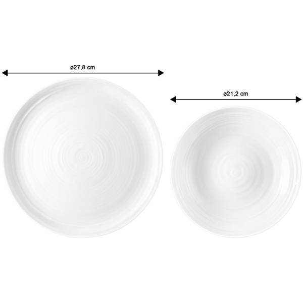 Tafelservice Terra Uni 12-teilig Weiß - Pinie - 33 x 24 x 33 cm