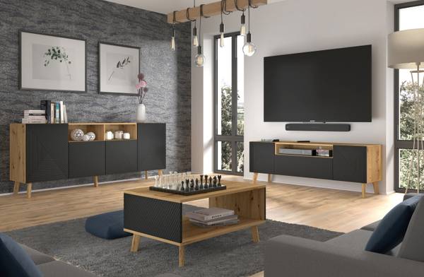 Salontafel Nexa beige - zwart - ABS - melamine - 90 x 45 x 60 cm