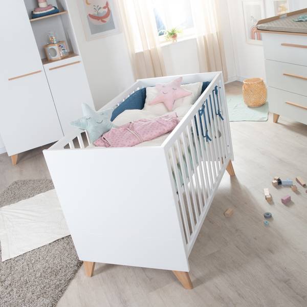 Baby- und Beistellbett Leon Weiß - Holzwerkstoff - 66 x 82 x 124 cm