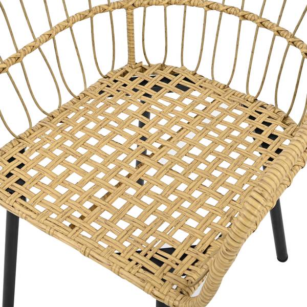 Balkonset Emilia (5-teilig) Beige - Holzwerkstoff - Metall - Polyrattan