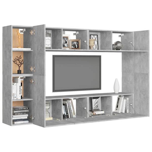 TV-Schrank 8er Set D251 Grau - Holzwerkstoff - 30 x 30 x 80 cm