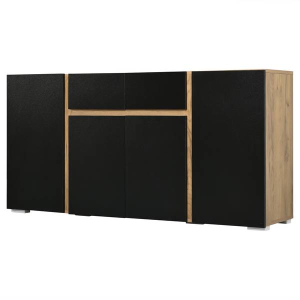 Sideboard Philotes Ⅳ Schwarz - Holzwerkstoff - 140 x 70 x 35 cm