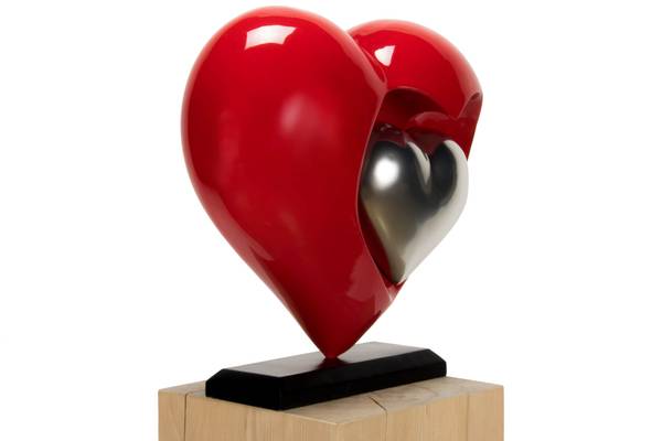 Skulptur Liebe Jec Rot - Silber - Kunststein - Kunststoff - 47 x 44 x 20 cm