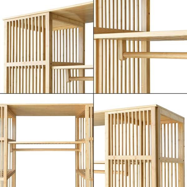 Kleiderständer Hudiksvall Beige - Bambus - 140 x 185 x 45 cm