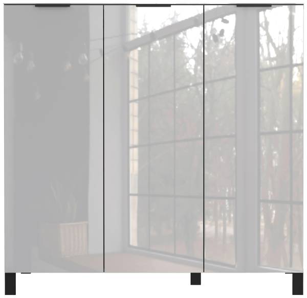 Schuhschrank CEDUNA Grau - Holzwerkstoff - Glas - 131 x 128 x 40 cm