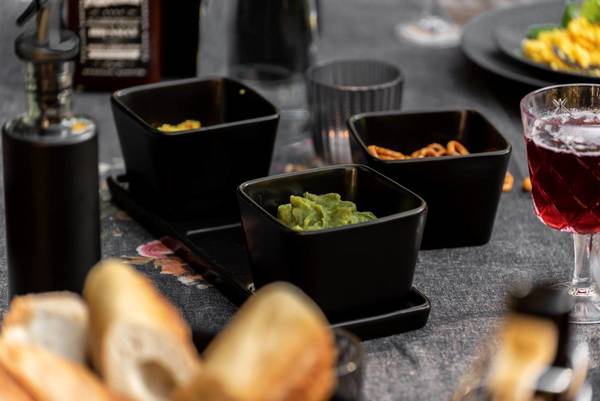 Set pour snacks et trempettes Noir - Céramique - 31 x 10 x 8 cm