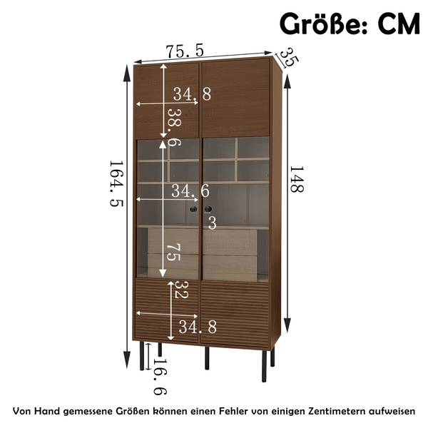Hoher Badezimmerschrank CB04 Braun - Holzwerkstoff - 35 x 165 x 76 cm