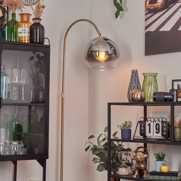 Stehlampe Cesaro Grau - Silber - Metall - 25 x 140 x 52 cm