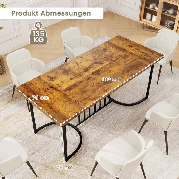 Esszimmertisch WO79649ORDE Braun - Holzwerkstoff - 79 x 75 x 180 cm