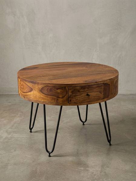Couchtisch ARACENA mit Schublade Braun - Sheesham - 60 x 44 x 60 cm
