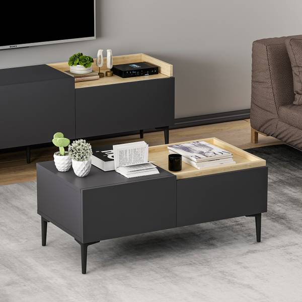 Couchtisch Mia Braun - Grau - Holzwerkstoff - 92 x 39 x 45 cm