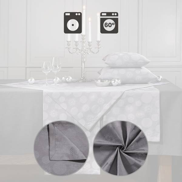 Mitteldecke 210927 Silber - Textil - 80 x 1 x 80 cm