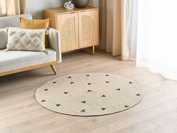 Teppich DURG Beige - Schwarz - Naturfaser - 140 x 1 x 140 cm