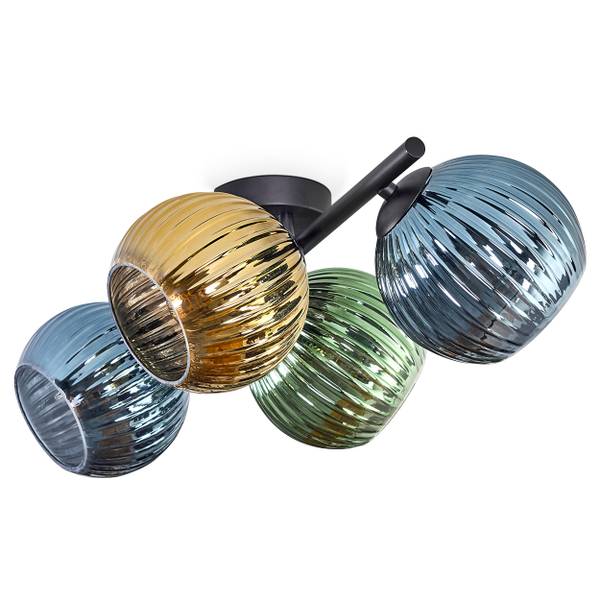 Deckenleuchte Cesaro Blau - Gold - Grün - Aluminium - Klarglas - 31 x 18 x 52 cm