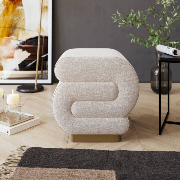 Fußbank Sally Beige - Baumwollstoff - Polyester - Polyethylen - 40 x 42 x 42 cm