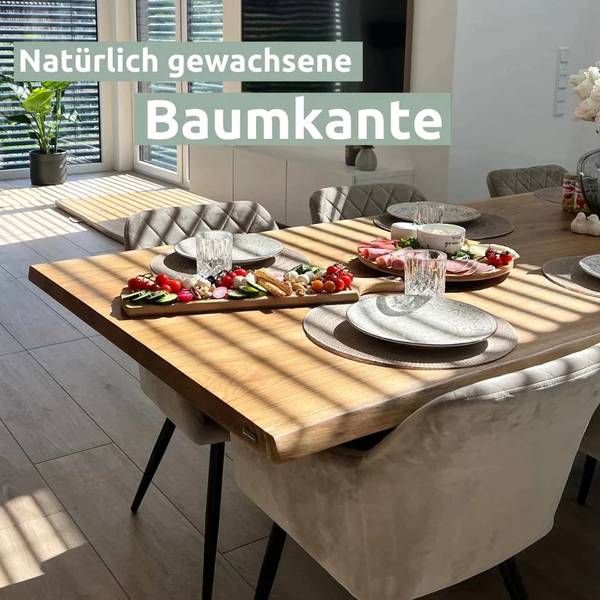 Tischplatte mit Baumkante H4H Braun - Massivholz - 70 x 4 x 100 cm
