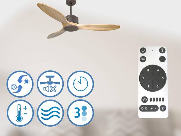 Deckenventilator Salamis Braun - Metall - 132 x 32 x 132 cm