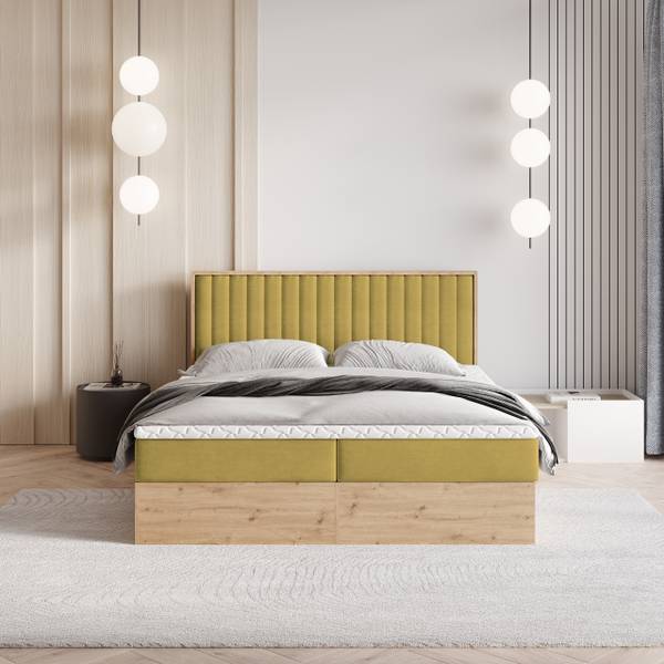 Boxspringbett VARELI Gelb - Liegefläche Breite: 160 cm