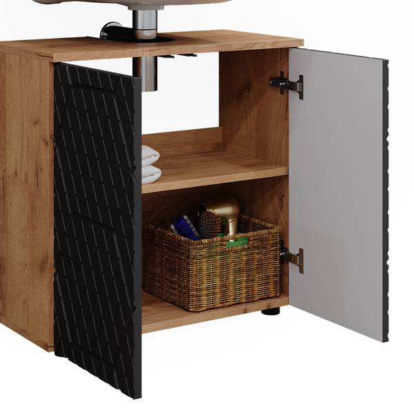 Badmöbel-Set Irma 47174 Braun - Grau - Holzwerkstoff - 80 x 59 x 41 cm