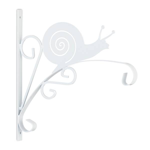 Blumenampelhalterung 2er Set Schnecke Weiß - Eisen - 31 x 30 x 2 cm