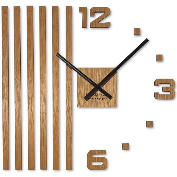 Wanduhr LAMELLEN Braun - Holz teilmassiv - 60 x 60 x 5 cm