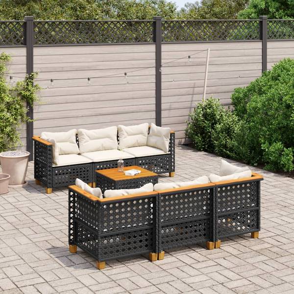 Garten-Lounge-Set 3036234-2 (7-teilig) Schwarz