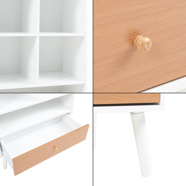 Bücherregal Reyljand Teak Dekor - Weiß