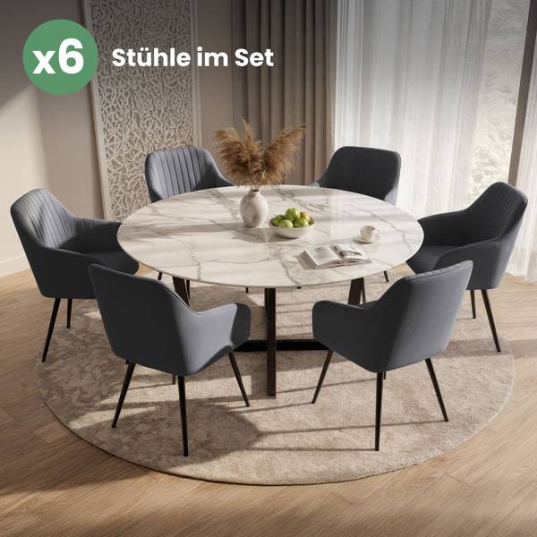 Esszimmerstuhl FLORENCE 4er-Set Schwarz - Graphit