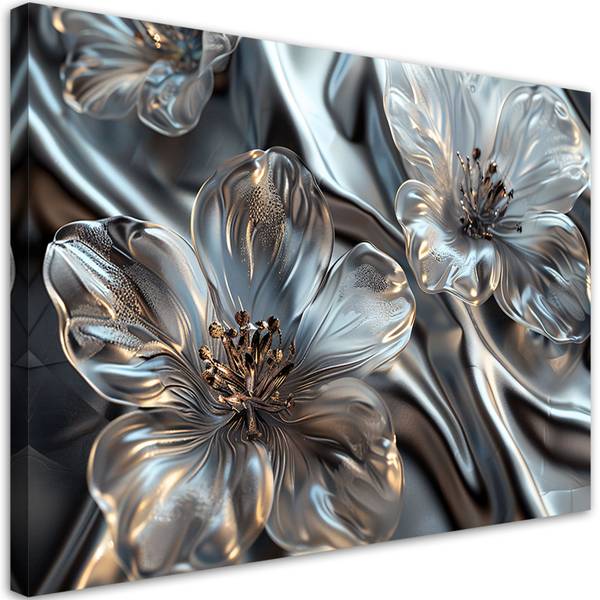 Tableau déco fleurs en verre élégantes 100 x 70 cm