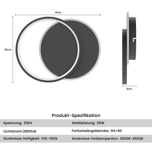 LED Plafondlamp CcHem zwart - aluminium - 30 x 6 x 40 cm