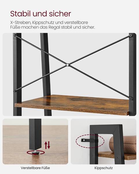 Regal Leesville Braun / Schwarz - Höhe: 37 cm