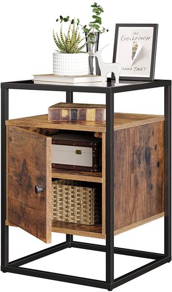 Nachttisch Braun - Holzwerkstoff - Glas - Metall - 40 x 60 x 40 cm